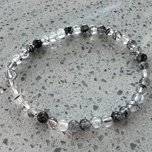 Black Tourmaline Beaded Stretch Bracelet 4 mm